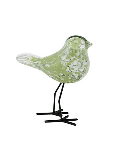 Oiseau Verre Sur Pieds Vert Clair 13X8,5X15Cm