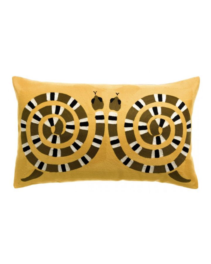 Coussin Brode Yoka Couleurmangue, Taille 40X65X10Cm