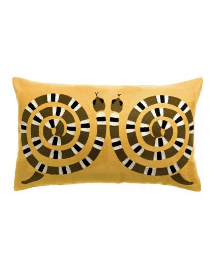 Coussin Brode Yoka Couleurmangue, Taille 40X65X10Cm