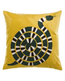 Coussin Brode Yoka Couleurmangue, Taille 45X45X10Cm