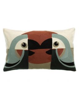 Coussin Brode Loro Couleurciel, Taille 30X50X10Cm
