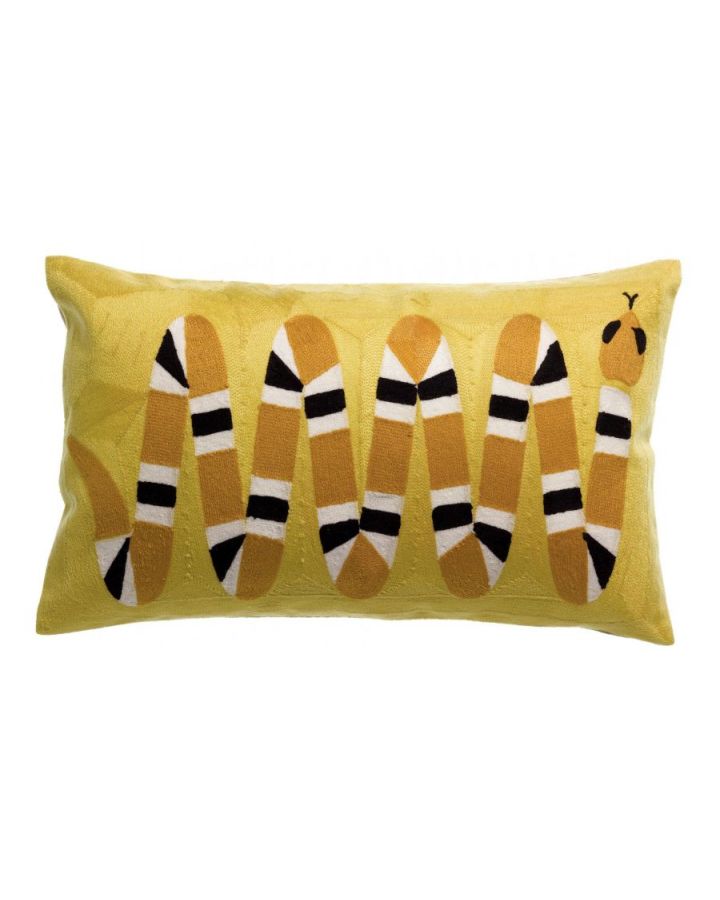 Coussin Brode Yoka Couleurmangue, Taille 30X50X10Cm