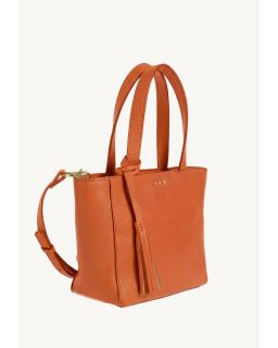 Mini Cabas 3 Clous Orange Cuir Vachette