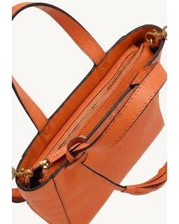 Mini Cabas 3 Clous Orange Cuir Vachette