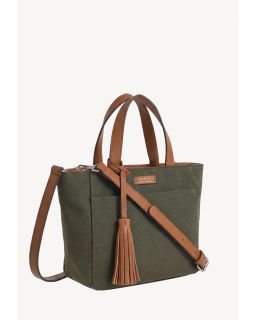 Baby Cabas Nylon Kaki Cuir Vachette