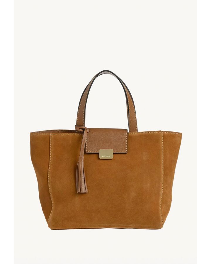 Cabas Parisien Medium Daim Cognac Cuir Vachette