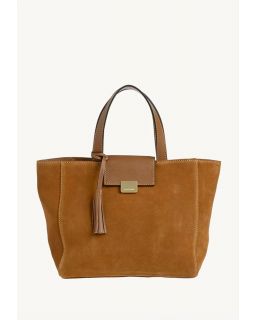 Cabas Parisien Medium Daim Cognac Cuir Vachette