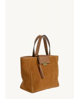 Cabas Parisien Medium Daim Cognac Cuir Vachette