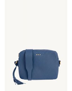 Sac Camera 3 Clous Blue Jean Cuir Vachette