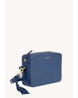 Sac Camera 3 Clous Blue Jean Cuir Vachette