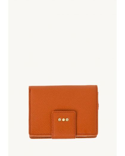 Portefeuille Dos à Dos Orange Cuir Vachette