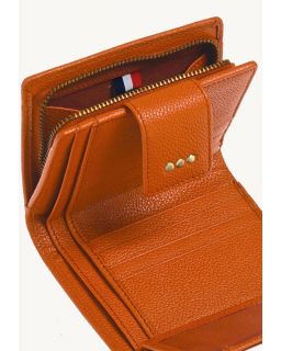Portefeuille Dos à Dos Orange Cuir Vachette