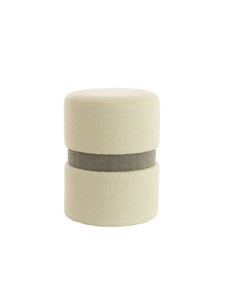 Pouf Ø35x46 cm Novira Gris et Creme