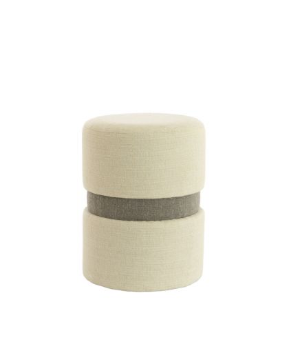Pouf Ø35x46 cm Novira Gris et Creme