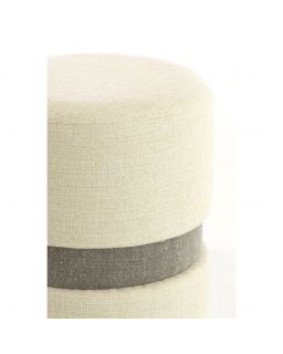 Pouf Ø35x46 cm Novira Gris et Creme