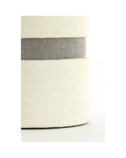 Pouf Ø35x46 cm Novira Gris et Creme
