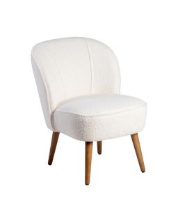 Fauteuil Beige Bois D' Hévéa Salon 54 X 64 X 73 Cm