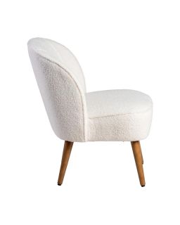 Fauteuil Beige Bois D' Hévéa Salon 54 X 64 X 73 Cm
