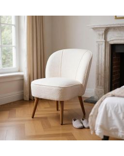 Fauteuil Beige Bois D' Hévéa Salon 54 X 64 X 73 Cm