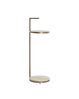 Table d'Appoint Ø26x76 cm Leda Marbre Sable/Gris + Brun/Bronze