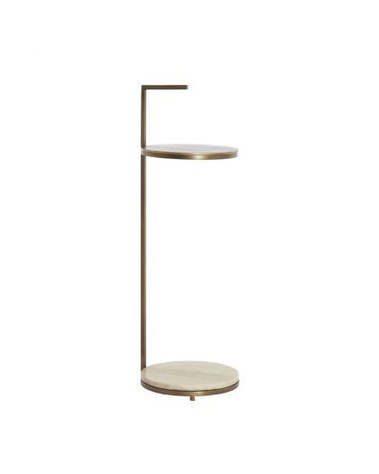 Table d'Appoint Ø26x76 cm Leda Marbre Sable/Gris + Brun/Bronze