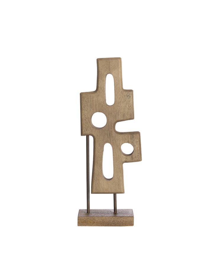 Ornement Sur Pied 19x9,5x45 cm Salio Bois Gris x Marron