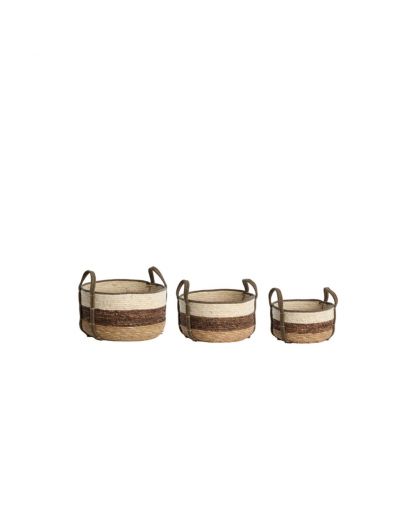 Panier S/3 Max Ø33x23 cm Kinsale Naturel+Brun+Marron