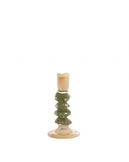 Bougeoir Ø11,5x23 cm Estina Verre Brun+Vert