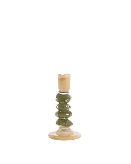 Bougeoir Ø11,5x23 cm Estina Verre Brun+Vert