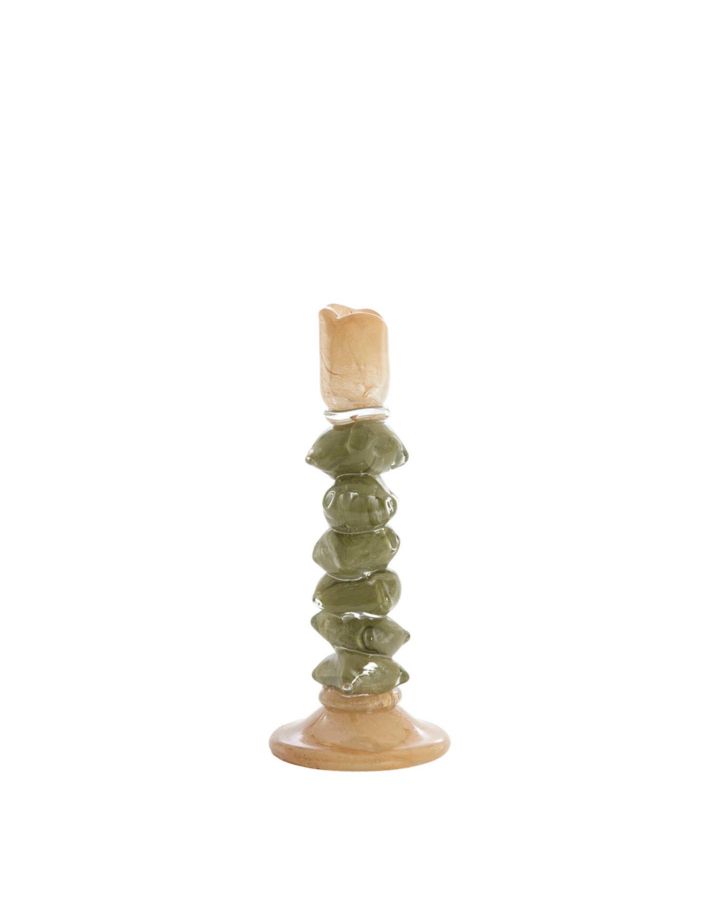 Bougeoir Ø11,5x29,5 cm Estina Verre Brun+Vert
