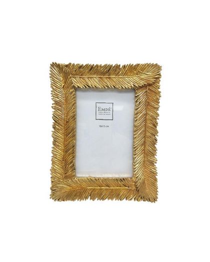 Cadre Plumes Dore 10X15Cm