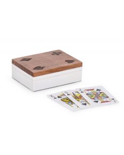 Décor Cartes Fortune Natur-Blanc, Taille 11,5X8,5X4Hcm