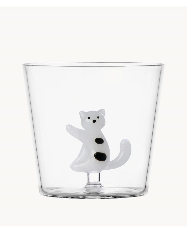 Tabby Cat Tumbler White Cat Black Spots