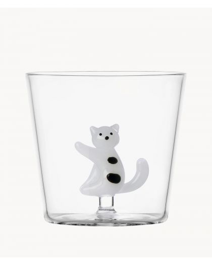 Tabby Cat Tumbler White Cat Black Spots
