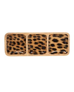 Plat Apéritif 3 Compartiments Motif Léopard 38X14 Cm
