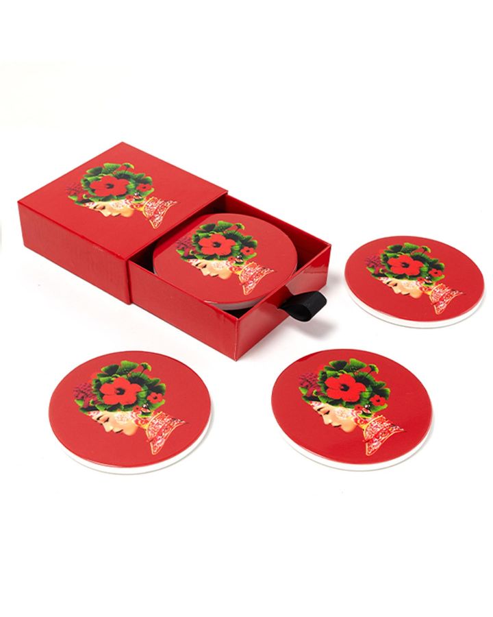 Set De 4 Dessous-De-Verre En Céramique Lotus