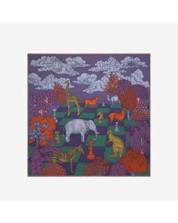Carre 130 Magnus 52% Soie 48% Modal Vert Fonce
