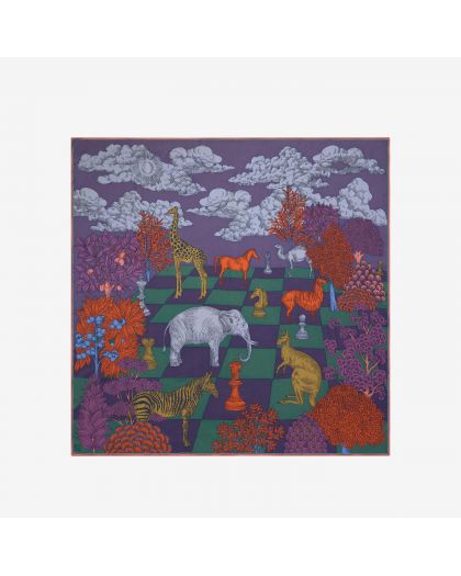 Carre 130 Magnus 52% Soie 48% Modal Vert Fonce
