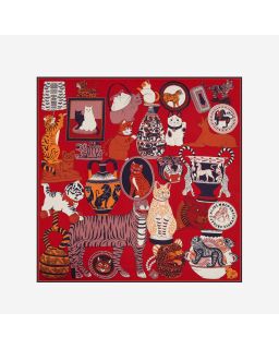 Carre 130 Collectionneur52% Soie 48% Modal Rouge