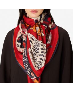 Carre 130 Collectionneur52% Soie 48% Modal Rouge