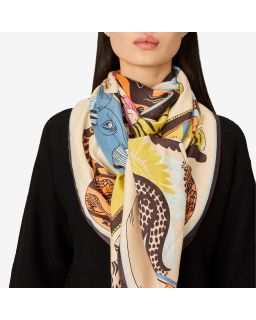 Carre 130 Collectionneur 52% Soie 48% Modal Off Blanc Casse
