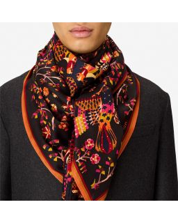 Carre 130 Rene Perrot 52% Soie 48% Modal Black/Noir