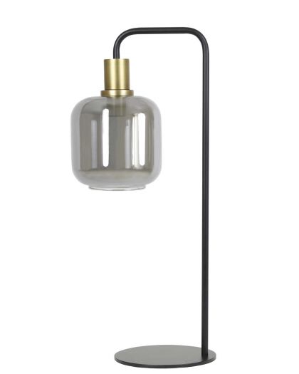 Lampe De Table Ø18X57,5 Cm Lekar Bronze Antique+Verre Fumé