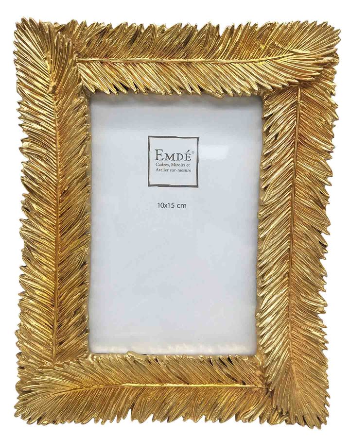 Cadre Plumes Dore 10X15Cm 21020-46