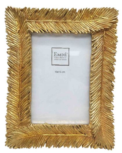 Cadre Plumes Dore 10X15Cm 21020-46