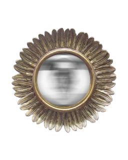 Miroir Soleil Convexe Plumes Dore Incurve 22Cm H17S0074G