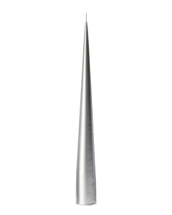 Cone Candles,34 Cm, 92 Silver Metallic