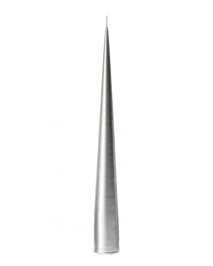 Cone Candles,34 Cm, 92 Silver Metallic