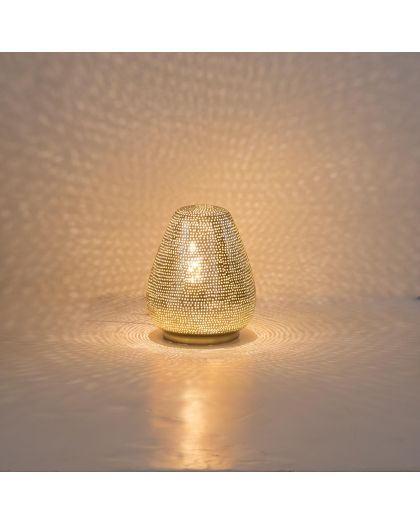 Lampe A Poser ConiqueGoud Taille Mini En Acier Or Ajourée Ø17 X 21Cm