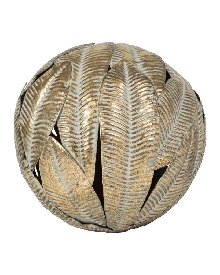 Boule Decorative Striee Belisama GrisetDore Ø13,5Cm Fer